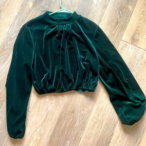 Vintage forest green velvet crop top